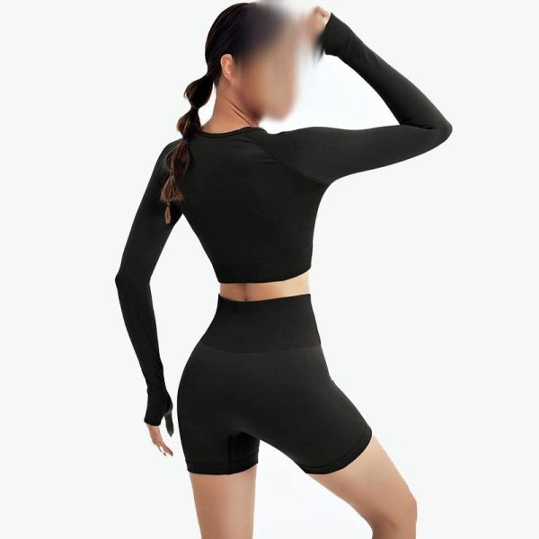 Two Piece Suit Women Seamless Yoga Set Gym Clothing Workout Sportswear High Waist Leggings Fitness Sport Crop Top(D,L)