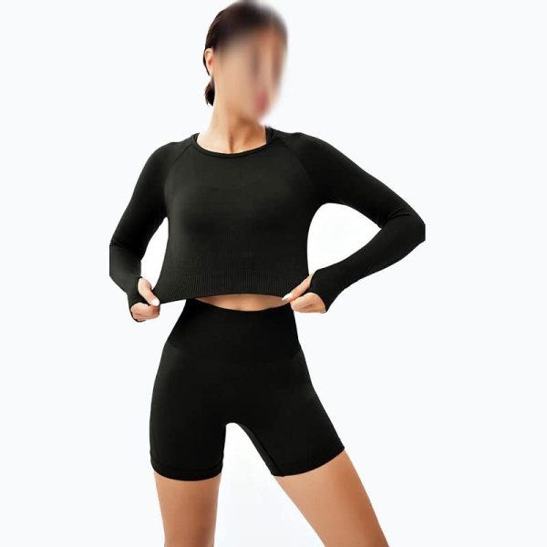 Two Piece Suit Women Seamless Yoga Set Gym Clothing Workout Sportswear High Waist Leggings Fitness Sport Crop Top(D,L)