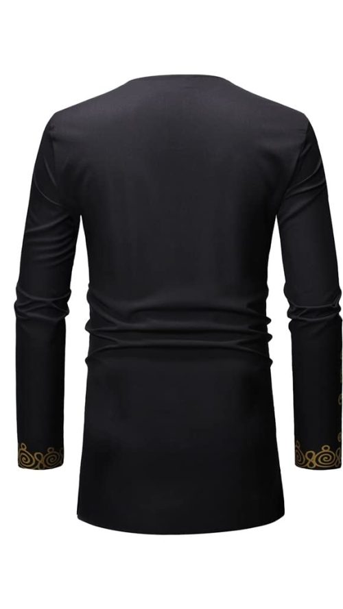 African Men's Formal Clothes Gold Print Dashiki Shirt and Pants 2 Piece Attire Traditional Long Sleeve Outfits Tracksuit