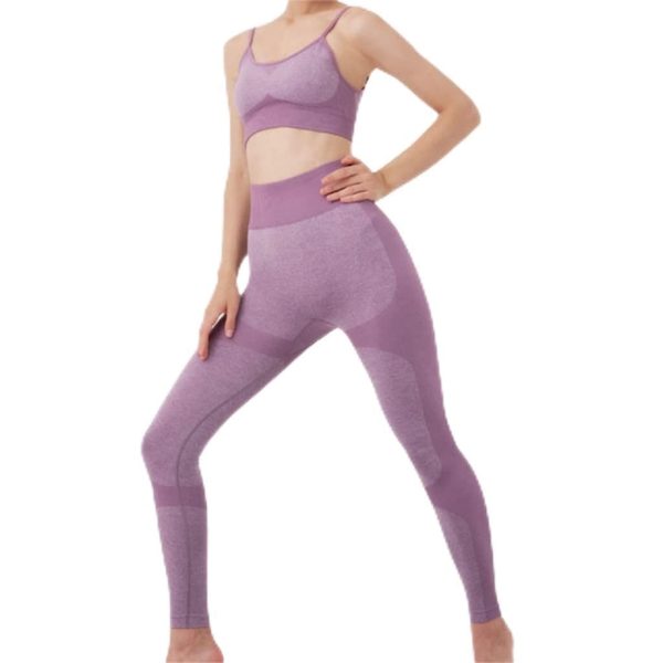 41ivHSrl58L.jpg Yoga Sports Suit Ladies Quick Dry Seamless Yoga Spring and Suit Fitness Running Two-Piece(Large)