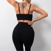 Women's Sports Yoga Clothes Seamless Texture Women's Hip Lifting Trousers Bodybuilding Suit(Large)