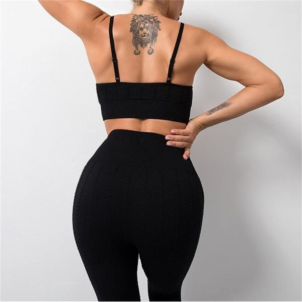 Women's Sports Yoga Clothes Seamless Texture Women's Hip Lifting Trousers Bodybuilding Suit(Large)