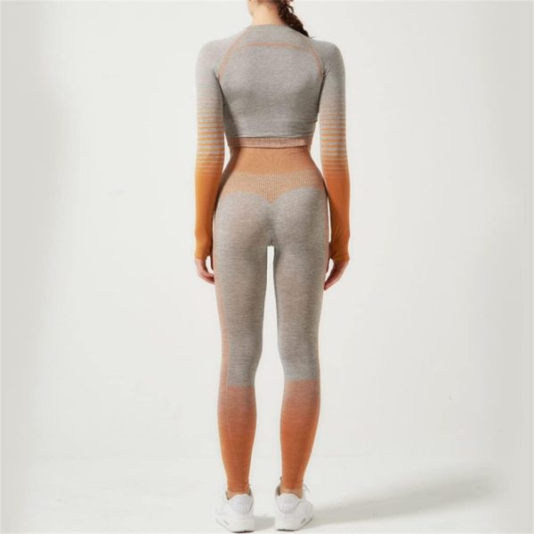 51EPtyri6zL.jpg Female Fitness Yoga Wear Set Quick Dry Two-Piece Gradient Running Sports Suit Large Size(Medium)