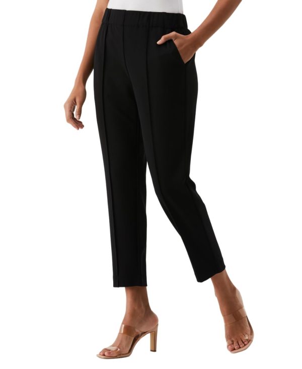 Women's 25.5" Petite Easy Pull-on Pants with Stretch Crepe Fabric, Straight Leg Classic Fit, Cropped Work Slacks