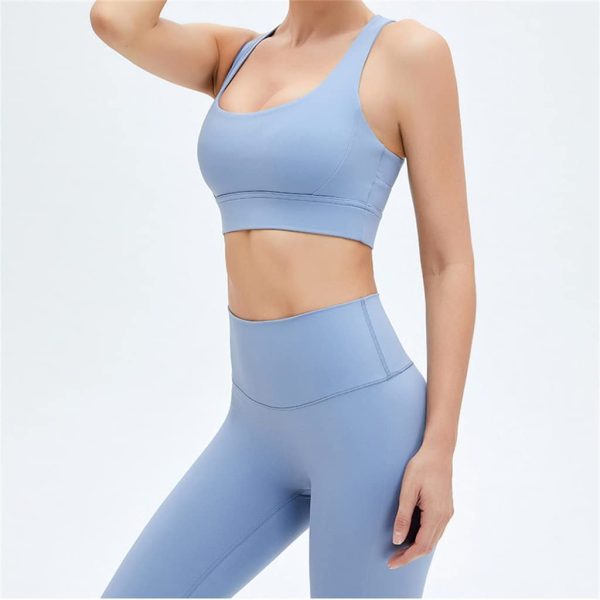Yoga Suit Tight Skin-friendly Skin-friendly Back Hip-lifting Sportswear Two-piece Set(Large)
