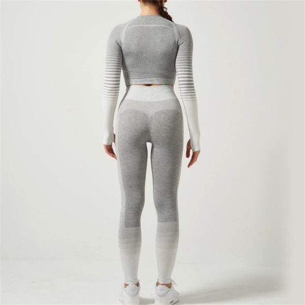 51r0xcO6z9L.jpg Yoga Clothing Set Female Fitness Quick Dry Two-Piece Gradient Running Sports Suit(Small)