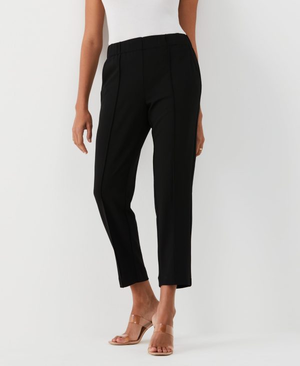Women's 25.5" Petite Easy Pull-on Pants with Stretch Crepe Fabric, Straight Leg Classic Fit, Cropped Work Slacks