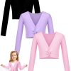 3 Pcs Girls Ballet Wrap Cover up Ballet Top Sweater Cotton Long Sleeve Dance Shrug Dance Leotard for Kids