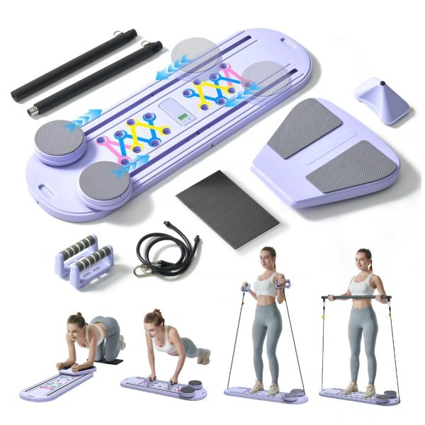 Pilates Board – 6-in-1 Foldable Reformer Training Kit with Auto-Rebound Ab Roller & Digital Display – Portable Home Core Workout