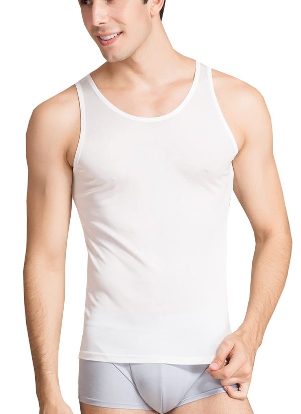 Men's Silk Tank Tops Sleeveless Pure Silk Undershirt Super Absorbent and Breathable Classic A Shirts