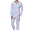 Men's Ribbed Thermal V-Neck Long Sleeve Yoga & Gym Henley Modal Fabric Made in America Stretch European Style Fit