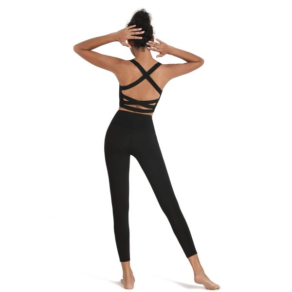Strappy Yoga Sports Bras for Women Padded Criss-Cross Back Tank Tops