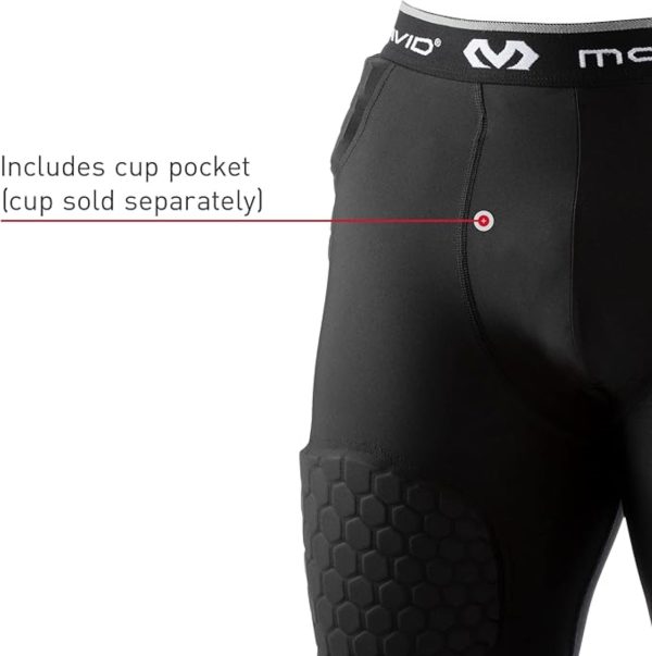 Men's Compression Shorts w/HEX Pads Dual-Density Tights w/Hip, Tailbone, Thigh Padding for w/Cup Pocket, Football