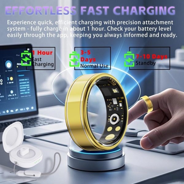 Fitness Tracker Ring for Men Women – Smart Health Ring with Heart Rate, SpO2, Blood Pressure, Sleep Monitoring, Steps, Calories,
