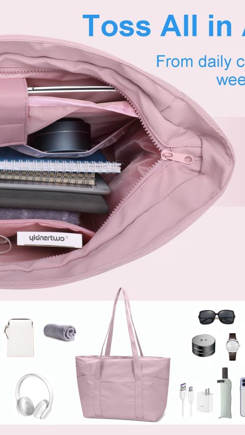 Tote Bag for Women, Travel Essentials Large Tote Bag with Zipper, Top Handle Handbag for Travel, Work