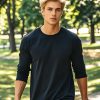 3 Pack Men's Cotton Shirt Loose Fit Long Sleeve T-Shirt Moisture Wicking Crew Neck Shirts Comfort Casual Base Layer Tops