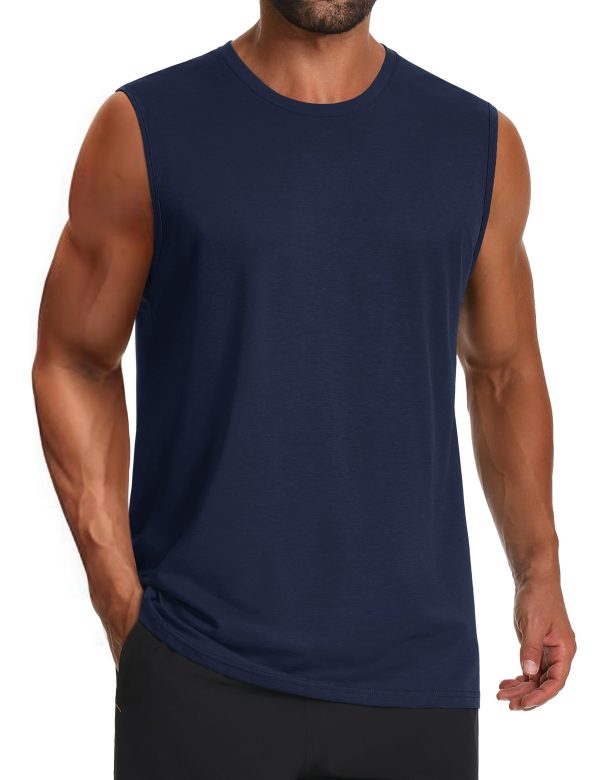 Men's Tank Top UPF 50+ Cotton Sleeveless Shirt Lightweight Casual Gym Workout Shirts Cooling Muscle Tee Shirt