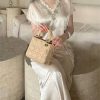 Women's Tassel Top Set - V-Neck Patchwork Crop Top & Skirt 2-Piece