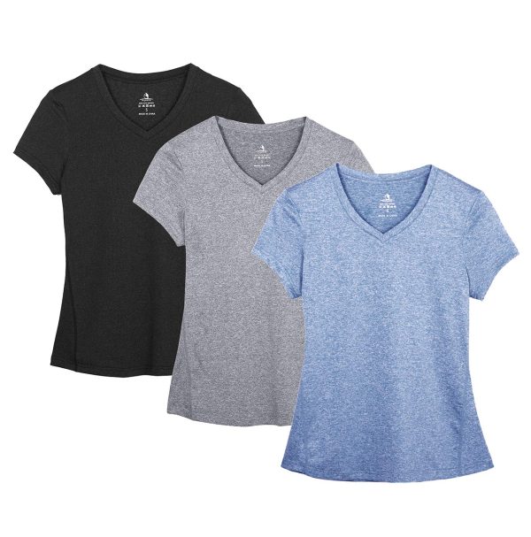 Workout Shirts Yoga Tops Activewear V-Neck T-Shirts for Women Running Fitness Sports Short Sleeve Tees