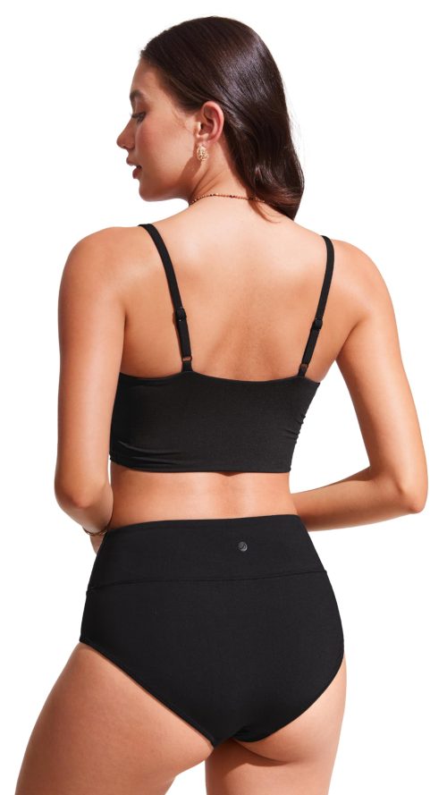Women's Bikini Top Cropped V Neck Adjustable Spaghetti Straps Swimsuit Padded Athletic Bathing Suit