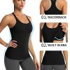Ribbed Workout Tank Tops for Women with Built in Bra Tight Racerback Scoop Neck Athletic Top
