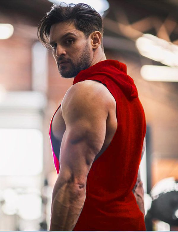 Men's 2 Pack Workout Hooded Tank Tops Bodybuilding Muscle Cut Off T Shirt Sleeveless Gym Hoodies