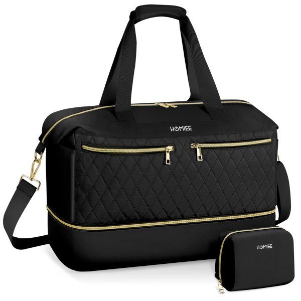 71ZgHRXhvvL.jpg Multifunctional Gym Bag for Women, Black with USB Charging Port, 40L Waterproof Duffel Bag for Travel, Gym, Yoga, Weekender,