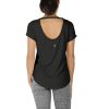Open Back Yoga Shirts for Women - Exercise Workout Tops, Athletic Short Sleeves, Running T-Shirts Loose Fit