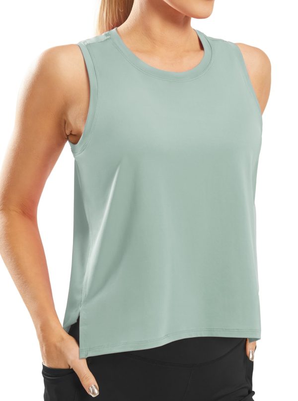 Ice Silk Crop Workout Tank Tops for Women Cool-Dry Sleeveless Loose Fit Yoga Shirts