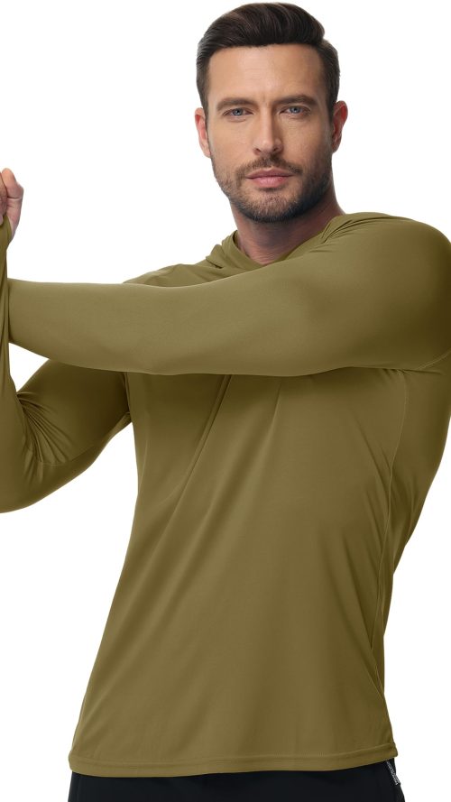 Men's UPF 50+ Sun Protection Lightweight Hoodie Shirts Long Sleeve Fishing Shirts SPF UV Hiking Swim