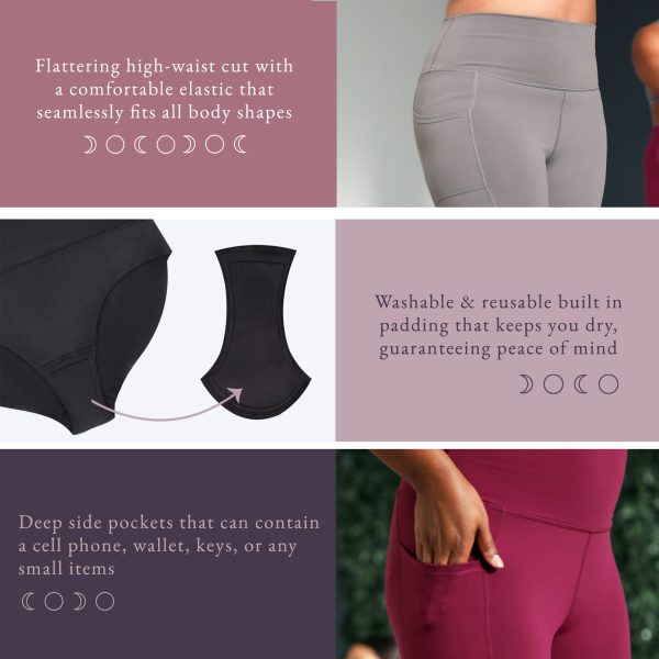 Leakproof Womens Leggings: Leggings with Pockets Designed with Built-in Bladder Leakage Pads for Women (25" Inseam)