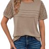 Women's Short Sleeve Shirts Dressy Lace Summer Tops 2025 Spring Trendy Casual T-Shirts Cute Work Outfits Blouses