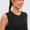 Pima Cotton Cropped Tank Workout Crop Tops for Women Sleeveless Athletic Loose Yoga Shirts