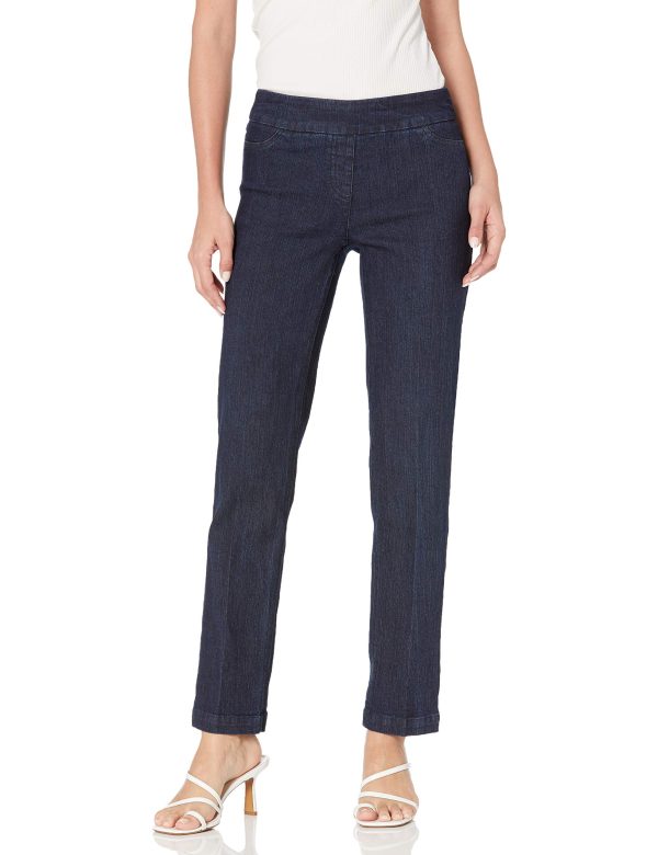 Women's Wide Band Pull-on Relaxed Leg Pant with Tummy Control
