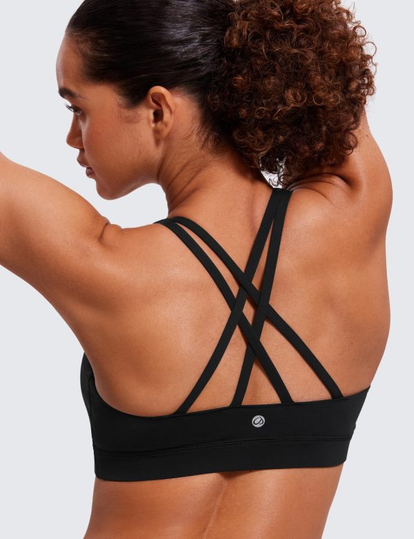 Women's Strappy Sports Bras Fitness Workout Padded Yoga Top Criss Cross Back Cami