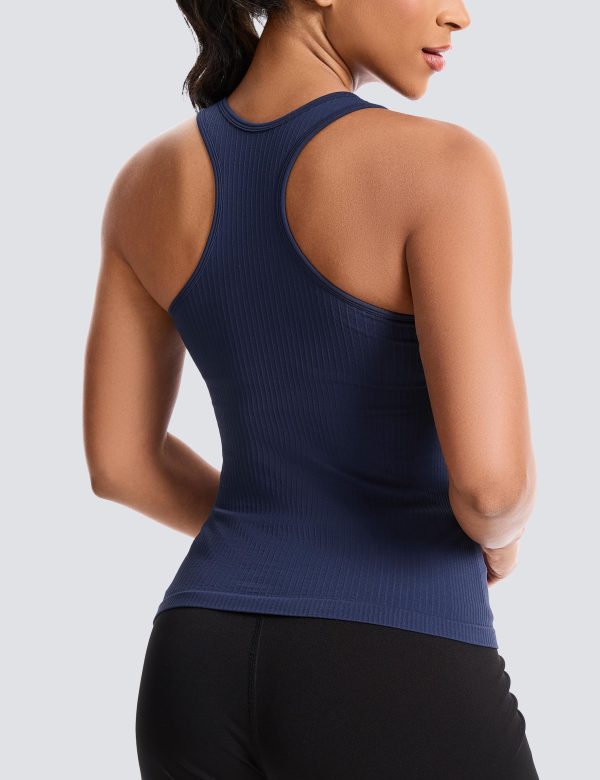 Women's Workout Tank Top with Built-in Bra, Slight V-Neck Racerback Sports Shirt, Breathable Athletic Camisole
