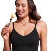 Women's Bikini Top Cropped V Neck Adjustable Spaghetti Straps Swimsuit Padded Athletic Bathing Suit