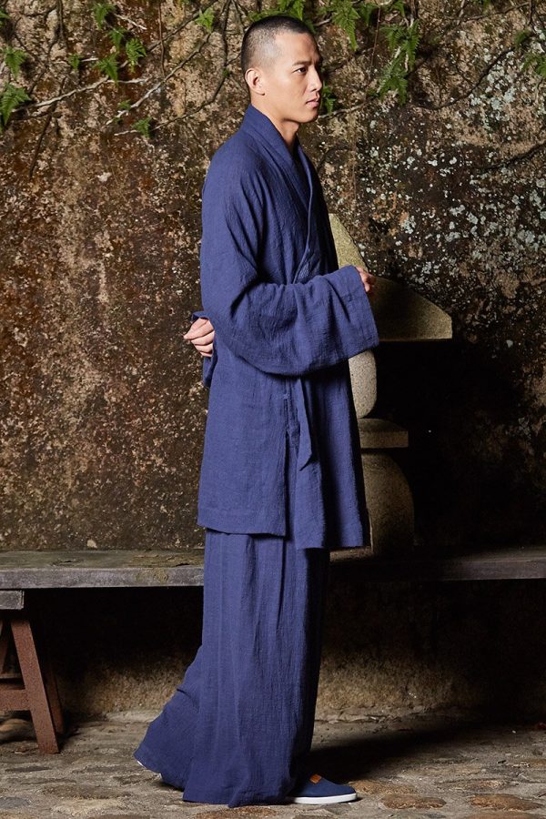 Zen Clothing Sets Monk Buddhist Outfit Long Shirt Wide Leg Pants