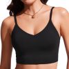 Women's Bikini Top Cropped V Neck Adjustable Spaghetti Straps Swimsuit Padded Athletic Bathing Suit