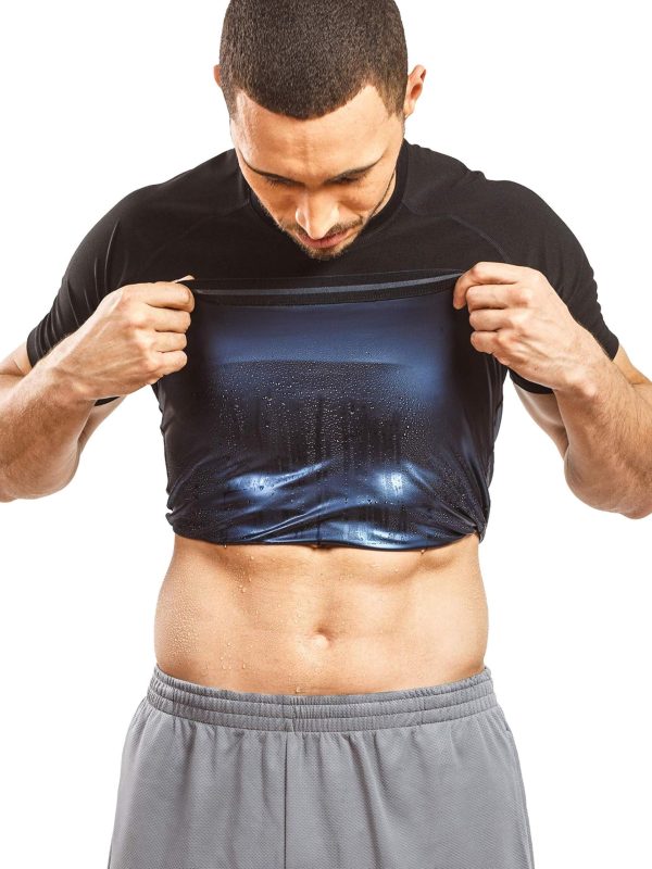 Men's Sauna Suit Shirt Athletic Tee, Short Sleeve Compression T-Shirt, Performance Baselayer Workout Shirt