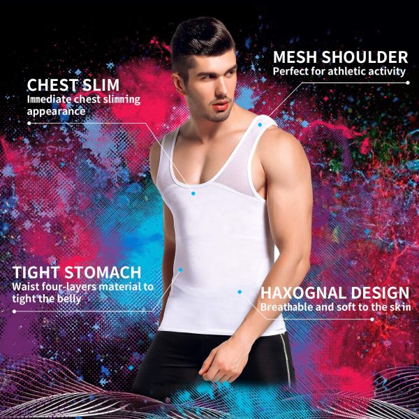 Mens Slimming Body Shaper Vest Chest Compression Shirt Abs Abdomen Slim Tank Top Undershirt